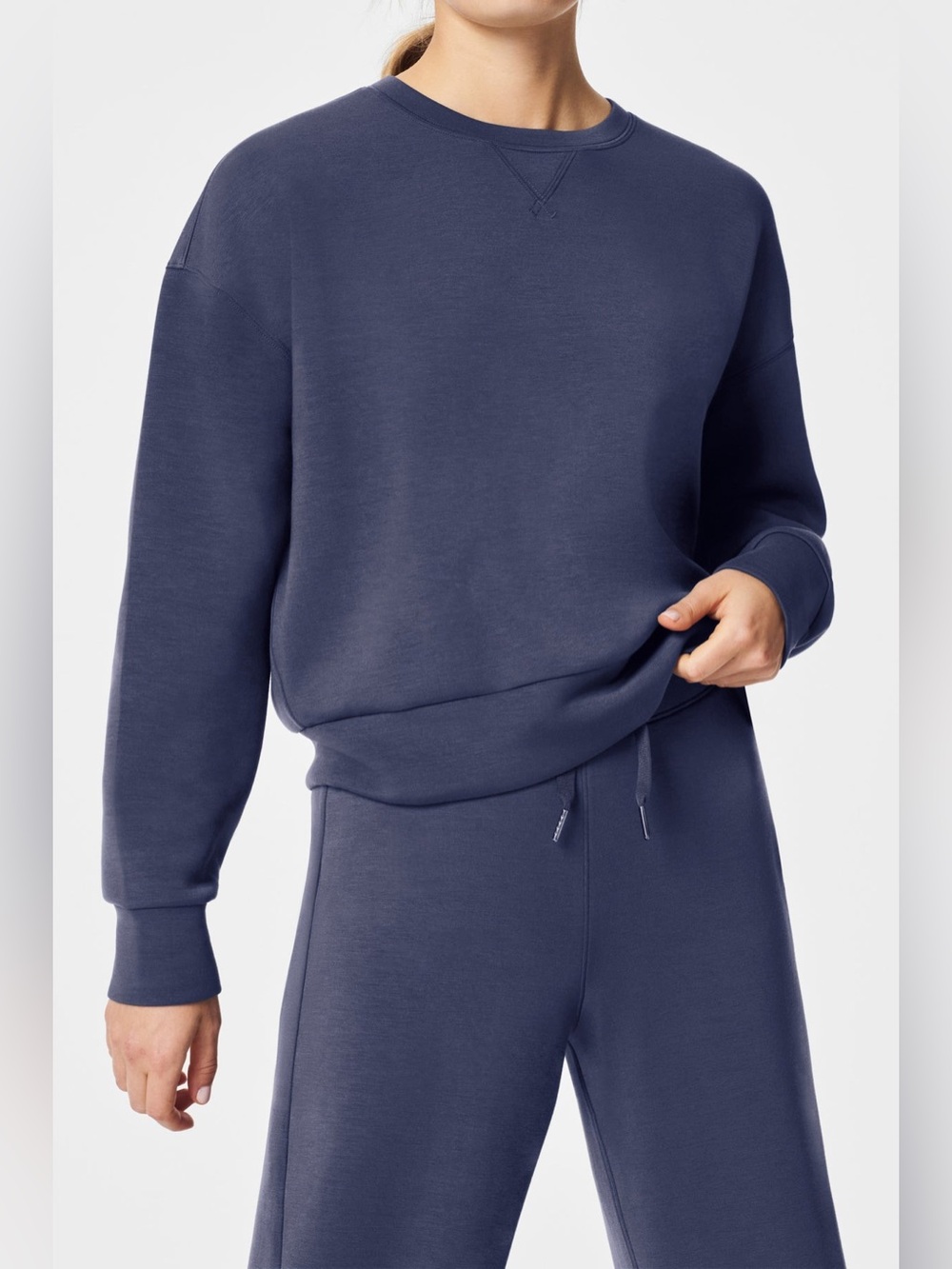 Spanx AirEssentials Crewneck Sweatshirt Navy Blue Pullover Long Sleeve Casual